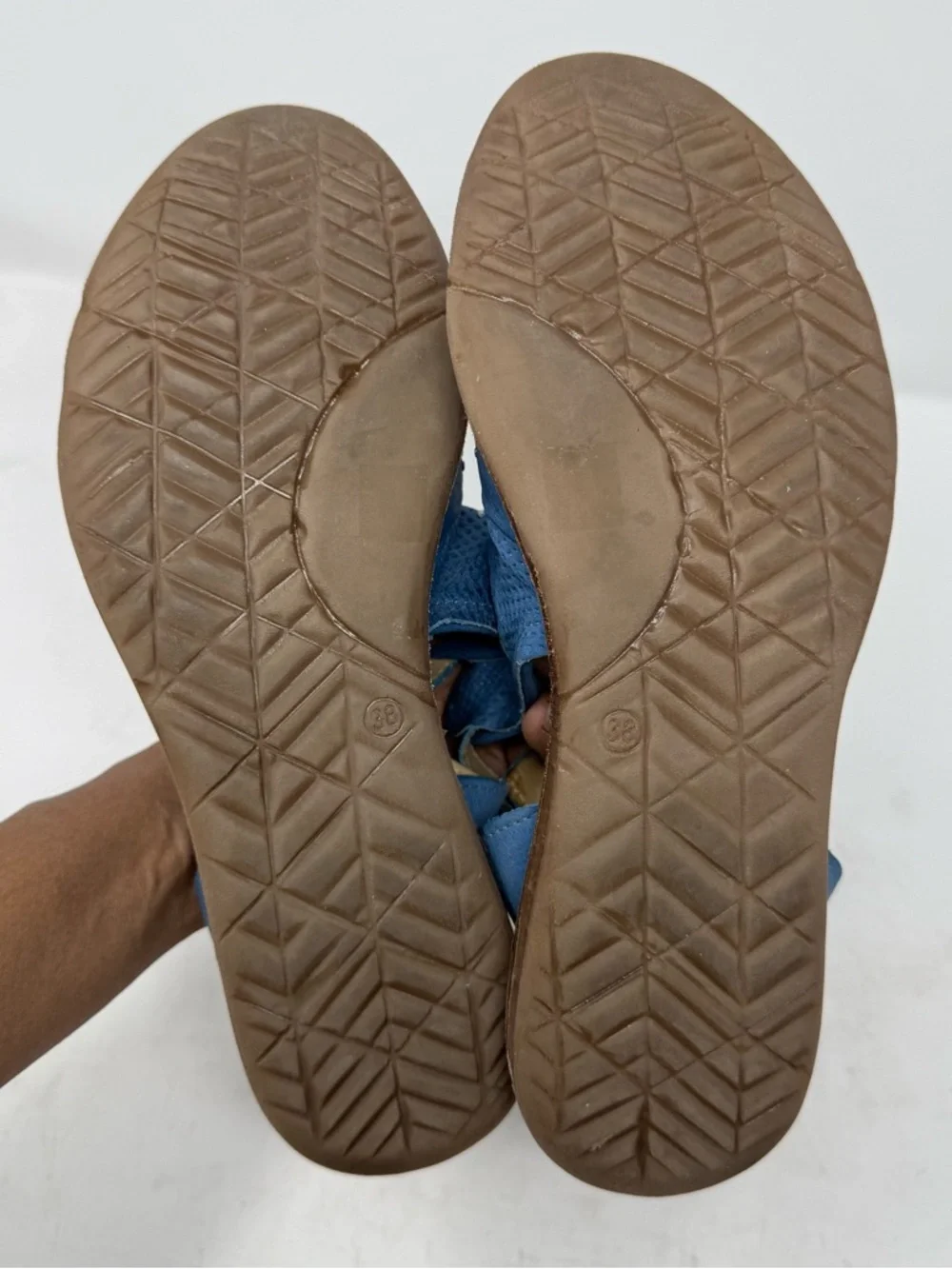 Miz Mooz Leather Ankle-Strap Sandals Fifi Denim Flats Beach Vacay Women’s US 7.5 - Picture 6 of 9